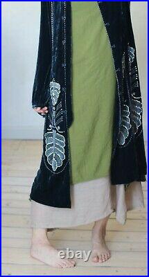 VINTAGE hand made beaded embroidered art deco flapper opera coat jacket size S M