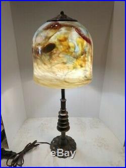VTG Arts & Craft Art Nouveau Deco Segmented Column Rembrandt Table Lamp 1900-40s