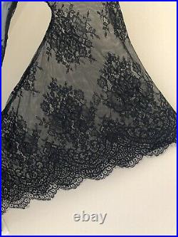 VTG Black Sheer Lace Art Deco Victorian BoHo Hippie Bell Sleeve Wedding DRESS