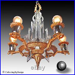 VTG Historic Chrysler Building Era Skyscraper Deco Chandelier c. 1930 RESTORED