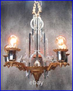 VTG Historic Chrysler Building Era Skyscraper Deco Chandelier c. 1930 RESTORED