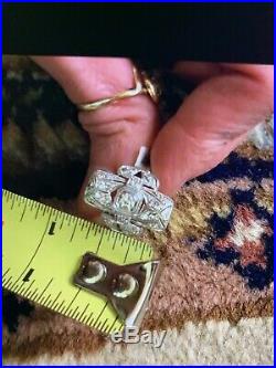 Very Art Deco Platinum Fine Diamond Ring Antique Filigree Large Top Stunner 5.75