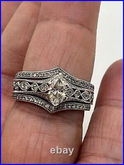Victorian Art Deco Vintage 5Ct Simulated Diamond Ring In 14K White Gold Plated