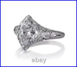 Victorian Old Vintage Art Deco 4.12 Carat Marquise Cut Lab-Created Diamond Rings