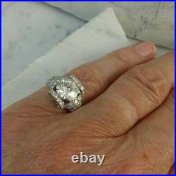 Victorian Vintage 3Ct Diamonds CZ Art Deco Wedding Ring 14K White Gold Plated