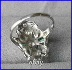 Vintage 12CT White Round Cut Created Diamond Art Deco Wedding 925 Silver Ring