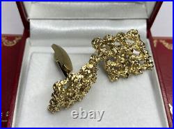 Vintage 14k Yellow Gold Cuff Links Nugget Art Deco 13.6 Gram Unisex Heavy Solid