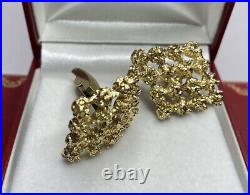 Vintage 14k Yellow Gold Cuff Links Nugget Art Deco 13.6 Gram Unisex Heavy Solid