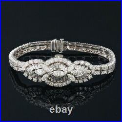 Vintage 1950s Art Deco Covered Hamilton Watch 7.65 ctw Diamond Bracelet Marquise