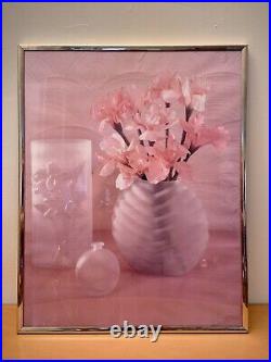 Vintage 1980s Flowers Poster Vase Framed PostModern Pomo Art Deco