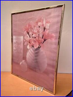 Vintage 1980s Flowers Poster Vase Framed PostModern Pomo Art Deco