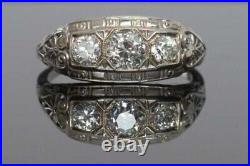 Vintage 2.55Ct Round Diamond Art Deco Antiques Wedding 14K Yellow Gold Over Ring
