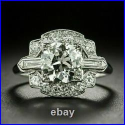 Vintage 2.70Ct Round Cut Lab-Created Diamond Antique Art Deco Engagement Rings