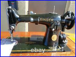 Vintage 201-2 Singer Sewing Machine in Art Deco Desk, working condition