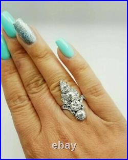 Vintage 3.50Ct Round Cut Lab-Created Diamond Engagement Art Deco Ring 925 Silver