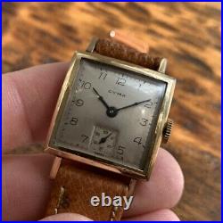 Vintage 40's CYMA Square Art Deco Wristwatch 17J Rolled Gold Plate