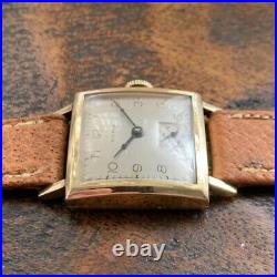 Vintage 40's CYMA Square Art Deco Wristwatch 17J Rolled Gold Plate