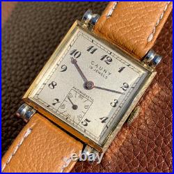 Vintage 40's Cauny Two Tone Breguet Numerals Men's Art Deco Watch Runs