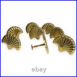 Vintage 8 Solid Brass Seashell Curtain Tiebacks Holdback 5.5 inch Art Deco Beach