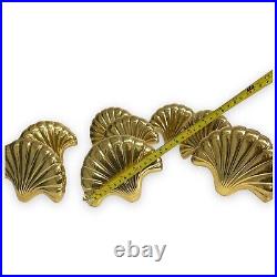 Vintage 8 Solid Brass Seashell Curtain Tiebacks Holdback 5.5 inch Art Deco Beach