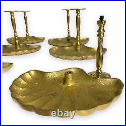 Vintage 8 Solid Brass Seashell Curtain Tiebacks Holdback 5.5 inch Art Deco Beach