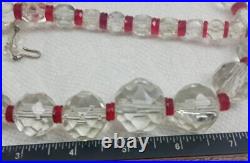 Vintage ART DECO Faceted Crystal Glass Bead Estate Necklace B-52