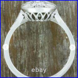 Vintage Antique 14K White Gold Art Deco Ring Filigree Ring 2.10 Ct Diamond