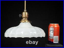 Vintage Antique 1920s Art Deco White Industrial Pendant Light Fixture 9 Shade