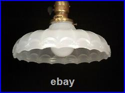 Vintage Antique 1920s Art Deco White Industrial Pendant Light Fixture 9 Shade