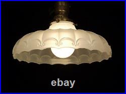 Vintage Antique 1920s Art Deco White Industrial Pendant Light Fixture 9 Shade