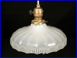 Vintage Antique 1920s Art Deco White Industrial Pendant Light Fixture 9 Shade