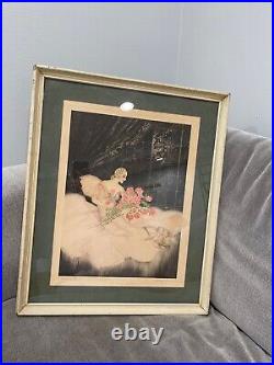 Vintage Antique Art Deco Allene Lamour Lithograph Print Message of the Roses