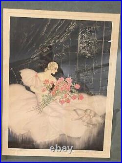 Vintage Antique Art Deco Allene Lamour Lithograph Print Message of the Roses