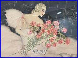 Vintage Antique Art Deco Allene Lamour Lithograph Print Message of the Roses