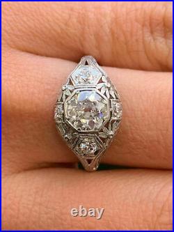 Vintage & Antique Art Deco Engagement Fine Ring 14k White Gold Over 2 Ct Diamond