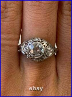 Vintage Antique Art Deco Engagement Gift Ring 2.13Ct Diamond 14K White Gold Over