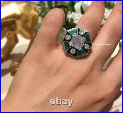 Vintage & Antique Art Deco Gorgeous Women's Ring With White CZ, Asscher & Onyx