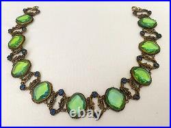 Vintage Antique Art Deco Nouveau Czech Dragons Breath Bezel Open Necklace