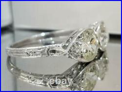 Vintage Antique Art Deco Ring With Round Old Mine Cut Cubic Zirconia In 925 SS