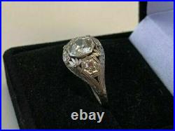 Vintage & Antique Art Deco Wedding Fine Ring 14k White Gold Finish 2 Ct Diamond