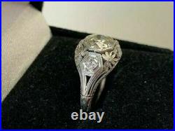 Vintage & Antique Art Deco Wedding Fine Ring 14k White Gold Finish 2 Ct Diamond