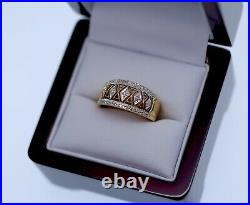 Vintage Antique Jewelry Solid Gold Ring Natural Diamonds Art Deco Jewellery L1/2