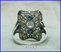 Vintage & Antique Retro Fine Art Deco Wedding Ring 14k White Gold Fn 2Ct Diamond