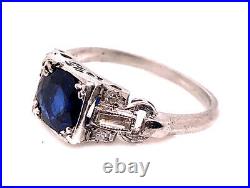 Vintage Antique Sapphire Diamond Engagement Ring 1.26ct Platinum Art Deco