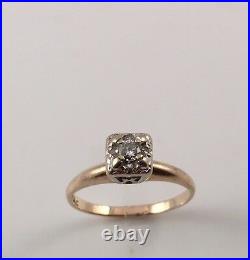 Vintage Art Deco 1/10 Ct Diamond Solitaire 14k Gold Engagement Ring