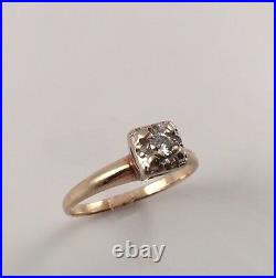 Vintage Art Deco 1/10 Ct Diamond Solitaire 14k Gold Engagement Ring