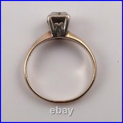 Vintage Art Deco 1/10 Ct Diamond Solitaire 14k Gold Engagement Ring