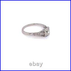 Vintage Art Deco 1.26Ct Round Cut Simulated Diamond Wedding Ring 14K White Gold