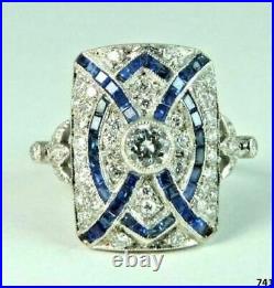 Vintage Art Deco 1.30 ct Round Diamond Antique Engagement & Wedding Ring 925 STL