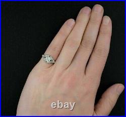 Vintage Art Deco 1.40 CT Round Cut Diamond Lab Created Silver Engagement Ring